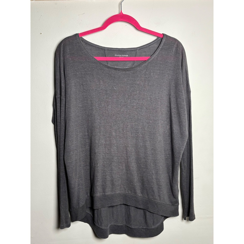 Eileen Fisher 100% Linen Knit Top‎ Relaxed Quiet Luxury Layering XS